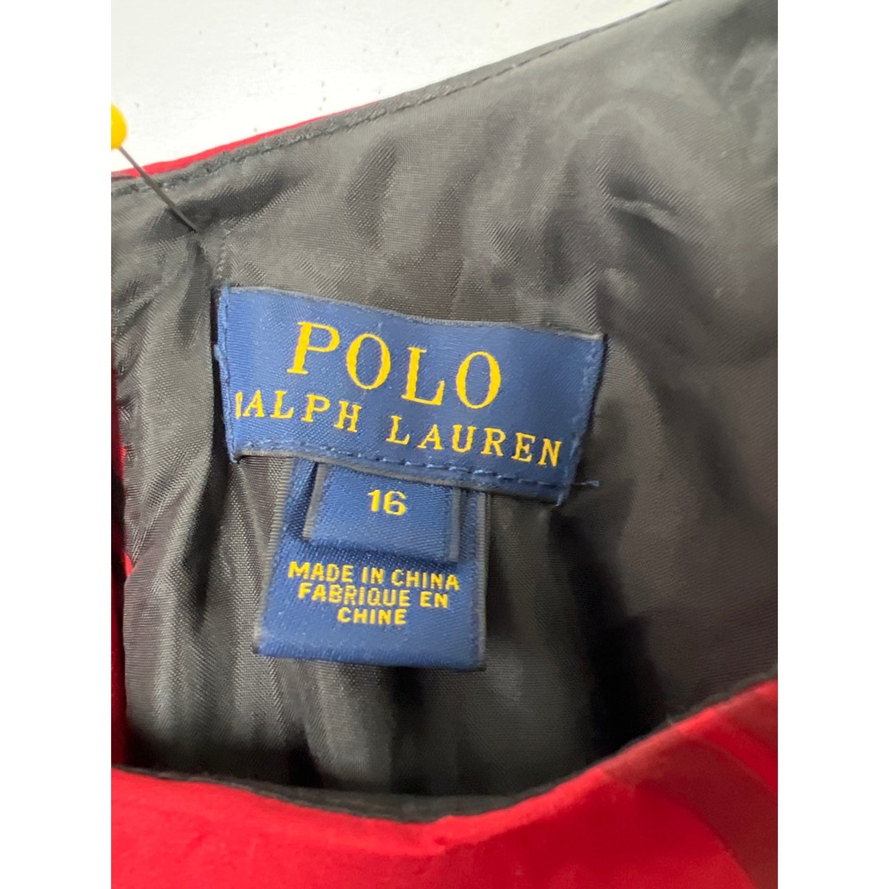 Polo Ralph Lauren Plaid Dress Girls 14 Red Black Tartan Holiday Fit Flare Bow - Picture 2 of 14